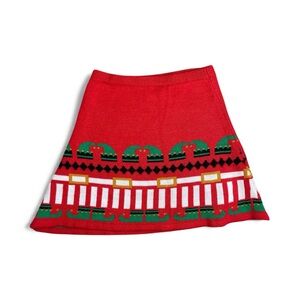 G5- Elf Ladies Large Christmas Festive Red and Green Knit Skirt